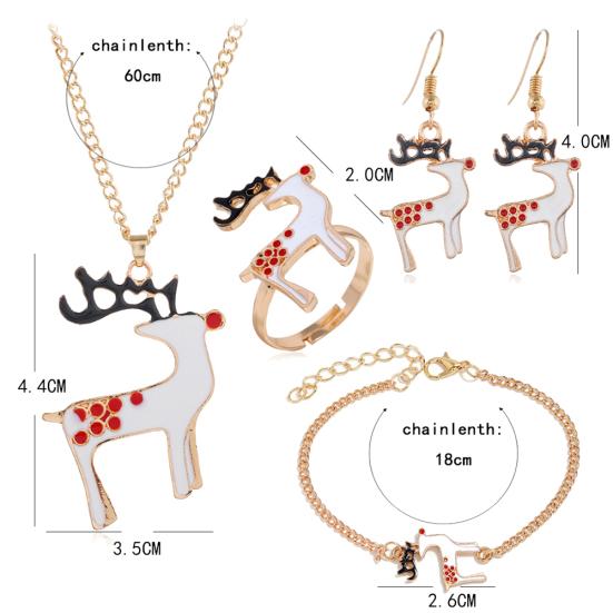 Christmas Tree Santa Elk Bell Earrings Bracelet Ring Necklace Women Jewelry Set