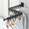 Folding Clothes Hanger Wall Mount Retractable Cloth Drying Rack Indoor & Outdoor Space Saving Aluminum Home Laundry Clothesline