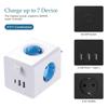 Travel USB Socket Adapter with 4 AC Outlets 3 USB Ports and Power Switch EU Plug Wall Cube Socket Power Adaptor Extender for Home