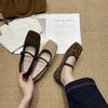 Vintage Suede Niche Evening Breeze Square Head Mary Jane Shoes Versatile Commuter Flat Leopard Print Ballet Single Shoes Women