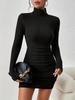 2024 Autumn Winter High Neck Ribbed Bodycon Short Dress for Women