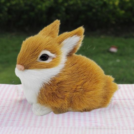 1/5Pcs Plush Rabbit Figurine Realistic Simulation Bunny Model Lifelike Artificial Fur Animal Miniature Home Office Easter Desktop Decoration Ornament