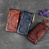Ladies Genuine Leather Wallet Multi-functional Embossed-zipper Handle Baotou Layer Cowhide Bag Vintage Ethnic Style Leather Wallet