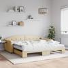 VidaXL Daybed with Trundle and Mattress Cream 100x200 Cm Fabric 3197557