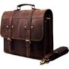 16" Mens Briefcase for Laptop Genuine Leather Messenger Bag for Men Satchel Distressed Stylish Professional Shoulder Bag