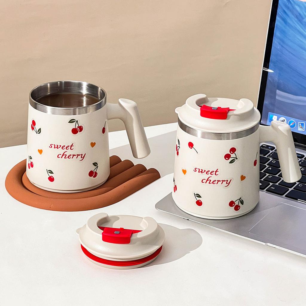 430Ml 304 Stainless Steel Double Walled Coffee Mug With Handle Portable Sealed Water Cup Office Milk Coffee Cup Tumbler