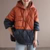 Women's Oversized Jacket Tide Ins Women's Autumn Winter Jacket Contrasting Color Loose Hooded Pullover Jacket