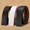 Men Genuine Leather Belt No Automatic Buckle Two-Layer Cowhide Retro Style Buckleless Design Waistband