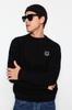 Men's Fashion New Sweater Black Oversize Fit Wide Fit Crew Neck Embroidered Knitwear Sweater