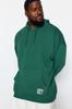 Men's Style Plus Size Green Large Size Basic Comfortable Hooded Labeled Cotton Sweatshirt with Fleece Inside