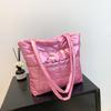 High Quality Winter Large Capacity Tote Fashion Feather Padded Handbag Women Underarm Bag Quilted Solid Color Shoulder Bag