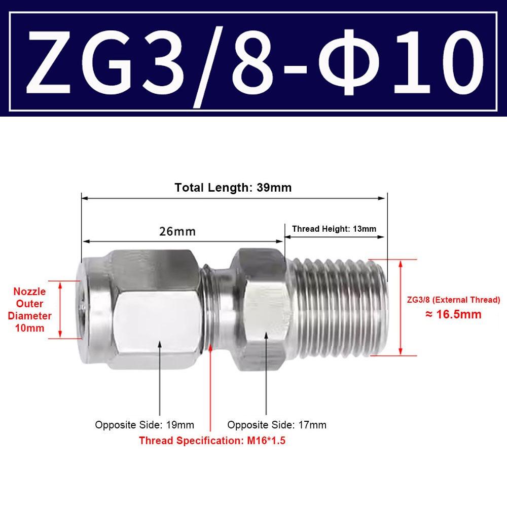 1Pcs Stainless Steel Quick Fitting 304 SS Metric ZG Pipe Fitting Tube Connector for Oil Water Gas