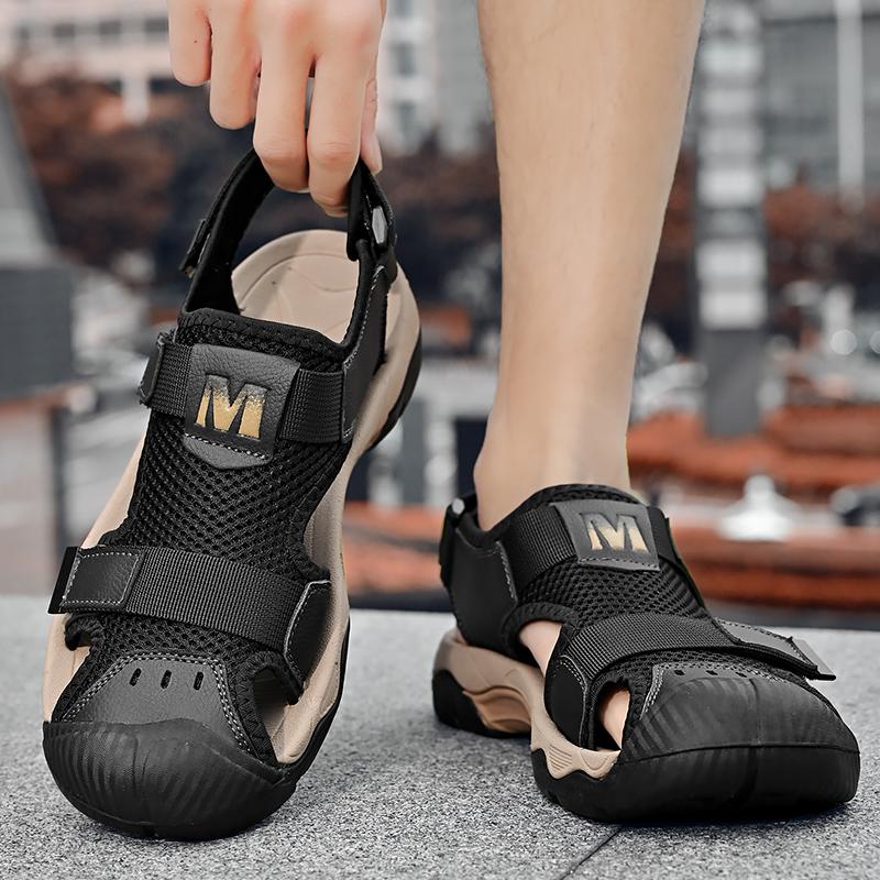Fashion Summer Men Sandals Genuine Leather Mens Casual Shoes Outdoor Men Leather Sandals for Men Beach Shoes Roman Mens Shoes