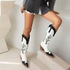 Krazing Pot PU Autumn Winter Shoes Thick High Heels Riding Boots European Design Embroidery Sewing Keep Warm Thigh High Boots