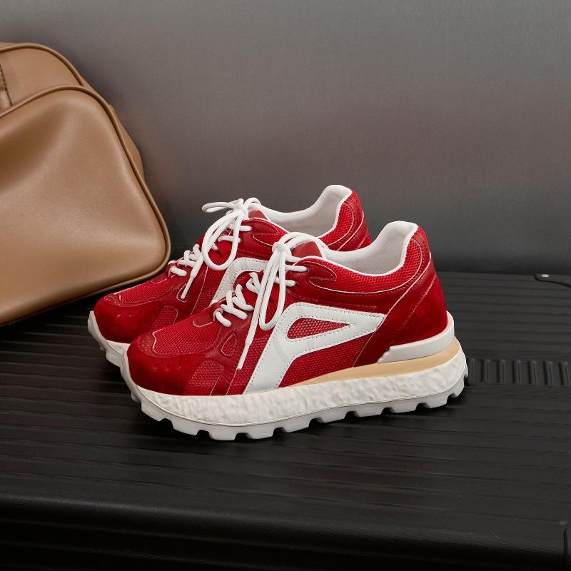 Thick-soled Inner Height Increase for Women's Autumn New Breathable Casual Versatile Muffin Sole Sneakers for Women