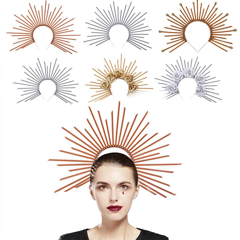 Sun Goddess Baroque Tiara Crown Spiked Halocrown Headpiece Mary Halocrown Headband Halocrown Greek