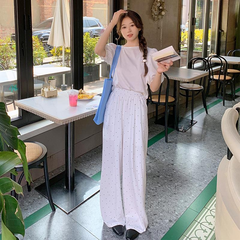 Wave-point Yamamoto Pants Casual Pants Women's Summer Thin Sunscreen Pants Lazy Wind Loose Wide-leg Mop Pants.