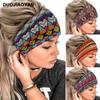 Paisley Pattern Sports Headbands, Stretchy Knotted Sweat Absorption Boho Fitness Running Yoga Headbands, Wide Boho Headband Headwrap