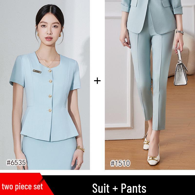Professional Women's Short Sleeve Suit for Reception & Salon Staff
