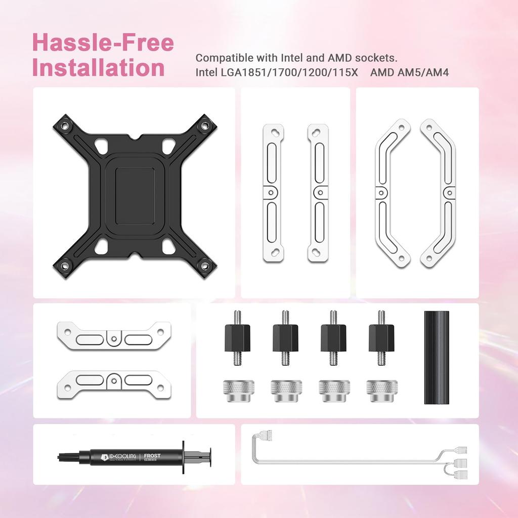 FX360 INF Pink Edition 360mm Liquid CPU Cooler with ARGB Infinity Mirror 3x120mm Daisy Chain Low Noise Operation Compatible with Intel AMD ID-COOLING