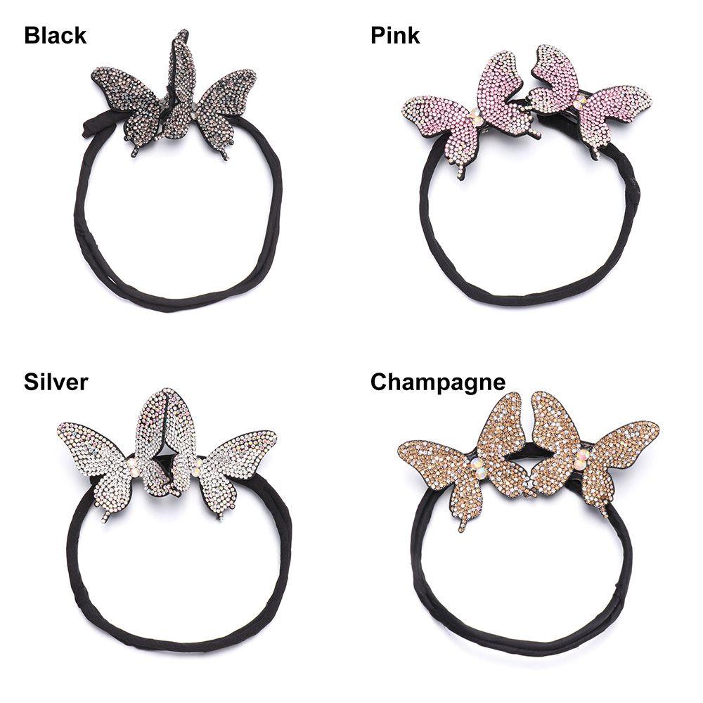 Crystal Handmade Butterfly Hair Clip Elegant Bud Hairpin Butterfly Shape Hairpins Bun Maker
