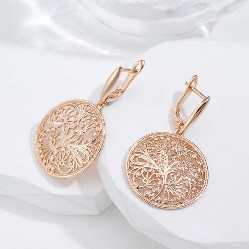 Hollow Embossed Round Large Dangle Earrings for Women Ethnic Daily Vintage Jewelry Statement Accessories