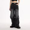 American Vintage High Waist Straight Jeans Women's Black Pants Casual Baggy Y2K Wide Leg Grunge High Street Style Denim Trouser