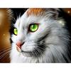 Diamond Embroidery Cat Side & Green Eyes Full Round Diamond Painting Cross Stitch Winter Needlework