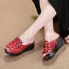 2024 Summer Woman Shoes Platform Slippers Wedge Genuine Leather Women High Heel Slippers For Women Retro Sandals Female Shoes