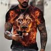Lion Wolf Graphic T Shirts for Men Cool Designs 3D Fierce Tiger Printed T-shirt Clothing Streetwear Funny Tees Shirts