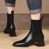 Spring Autumn Sock Boots Square Toe Pumps Shoes Slip On Short Ankle Boots Square Heel Zapatos De Mujer Elegant Woman Heels