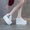 Fashion New 12CM Genuine Leather Platform Wedge Chunky Sneaker Hidden Heels Casual Breathable Spring Autumn High Brand Vulcanize Shoes