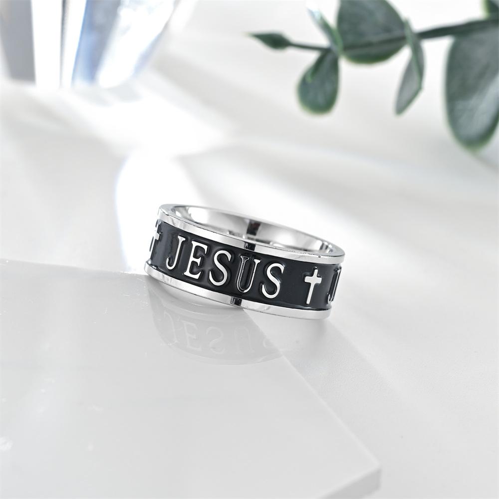 Titanium Steel Does Not Fade, Corrode or Smear Men's Jesus Ring Jewelry
