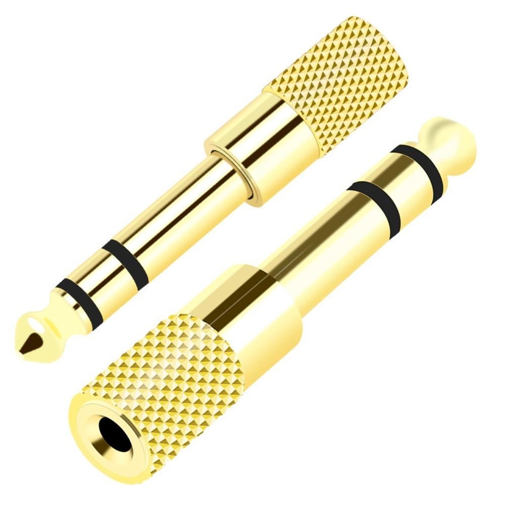 Gold Stereo Headphone Audio Adapter 3.5 To 6.5mm Microphone Electric Piano Connector Home