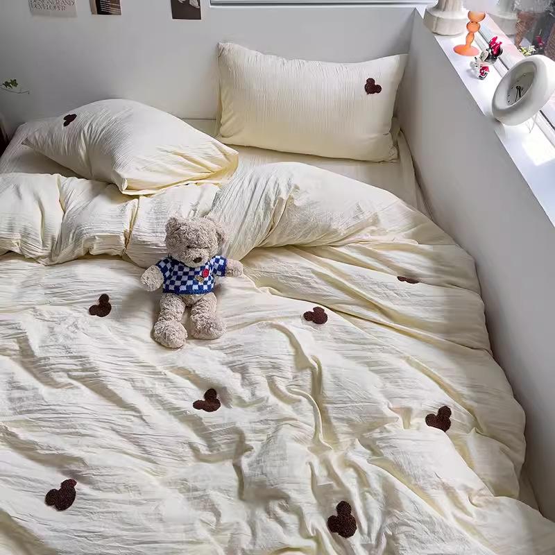 Bedding Pure Cotton Four-piece Set, Quilt Cover, Quilt Cover, Bed Sheet, Human Dormitory Three-piece Set