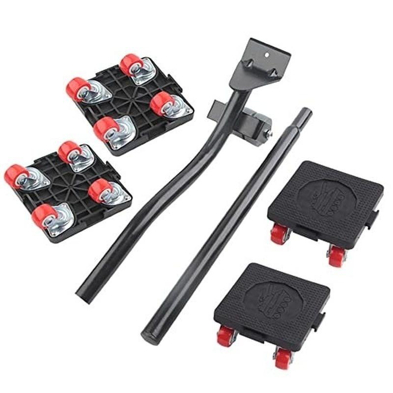 6 Pcs Furniture Moving Transport Roller Set Removal Lifting Moving Tool Set Wheel Bar Mover Moving Heavy Stuffs Device Hand Tool
