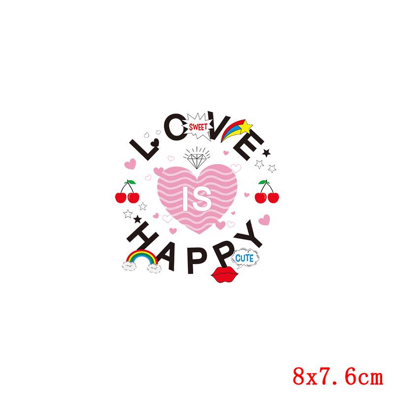 Fashion Patch Letters Thermo Patches On Clothes Flower Heart Thermal Applique For T-Shirt Sticker Iron On Transfer For Clothing