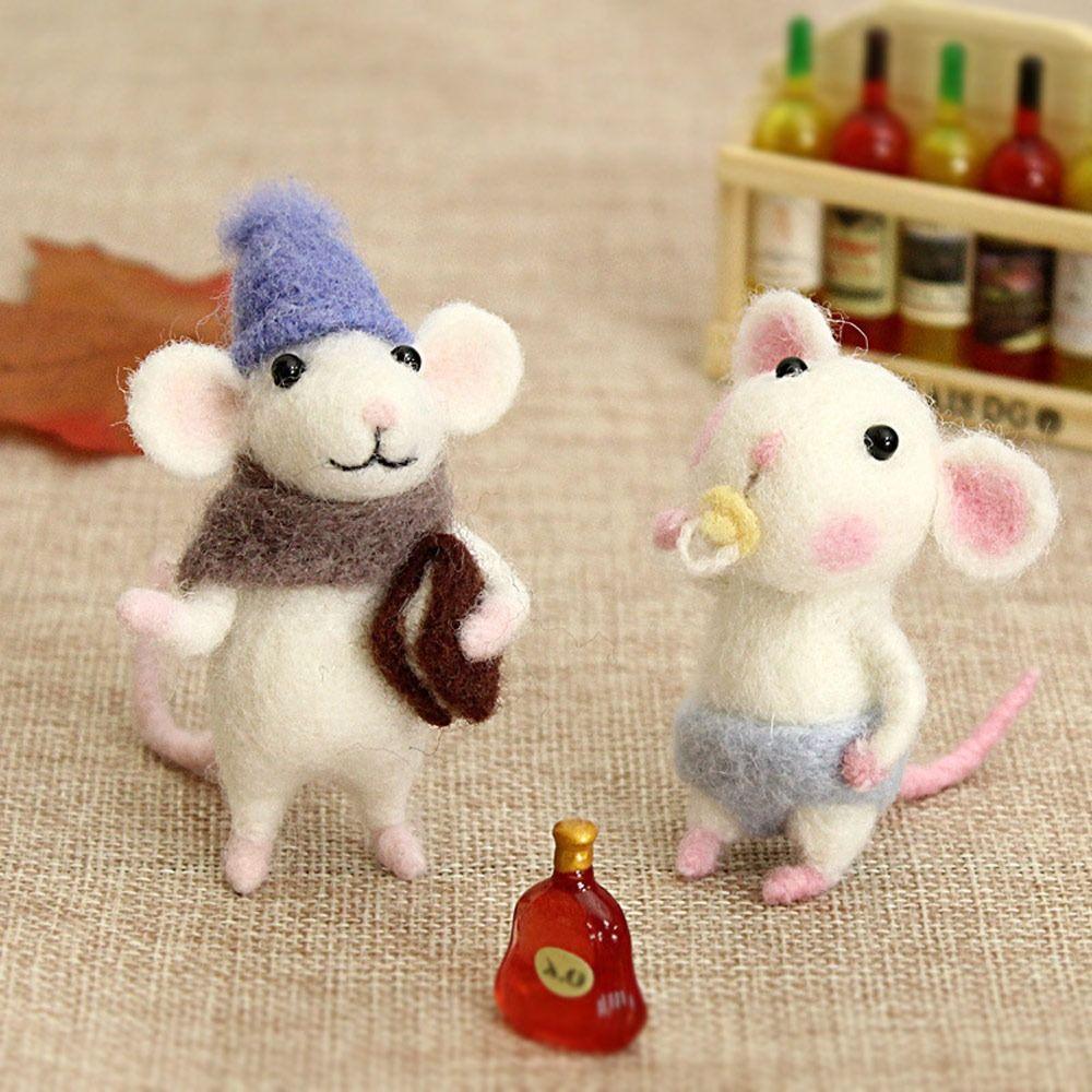 Non-Finished Poked Needle Kit Wool Kits Gift Mouse Wool Felting Mouse Ornament Felt Toy Doll