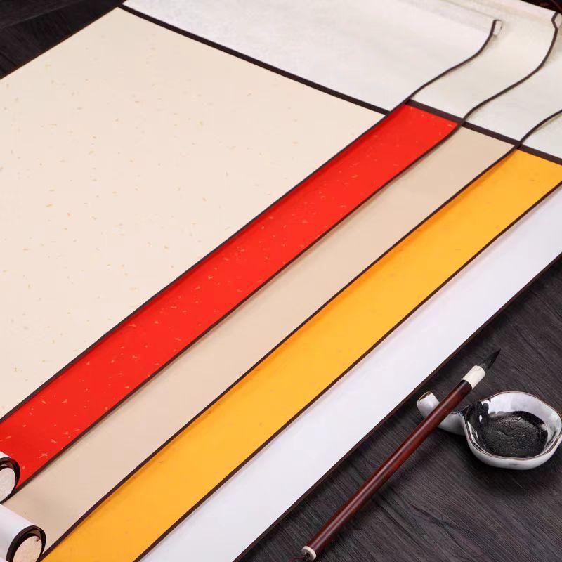 Silk-Mounted Three-Open Xuan Paper Scroll for Chinese Painting & Calligraphy