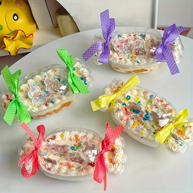 10 Pieces of Candy Style Transparent Takeaway Box Packaging Box Transparent Blister Candy Shaped Mousse Cake Box Disposable 21*10cm