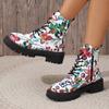 Women's Print Multi-color Flat Low-heeled Boots