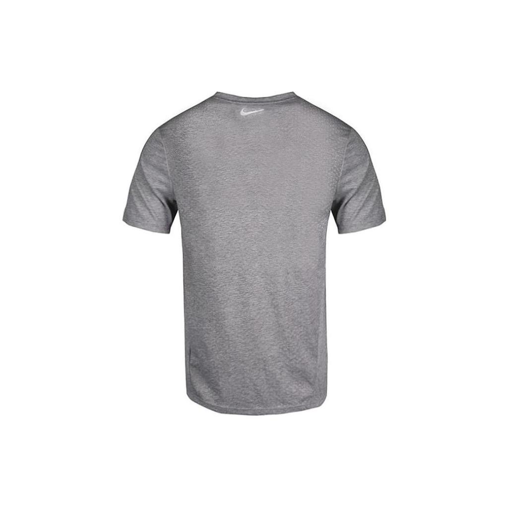 Nike Striped Logo Print Quick-Dry Running Crew Neck T-Shirt Men Tops Gray 892814-036