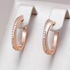 Простые серьги-кольца с полностью натуральным цирконом для женщин, модные, цвета розового золота, высокого качества, для повседневной носки