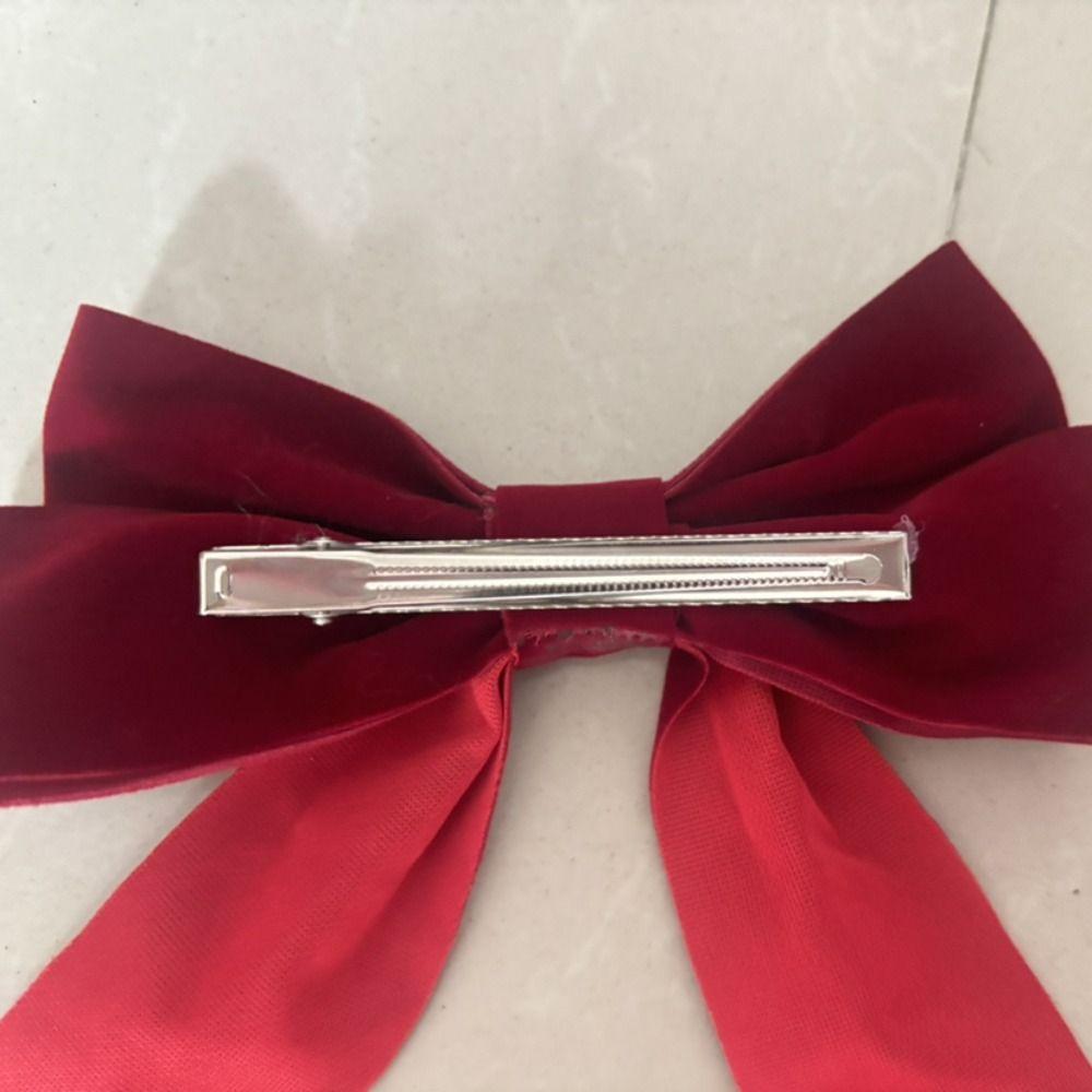 Velvet Bowknot Hair Clips Wine Red Bang Clip Sweet Large Bow Hairpin Girls