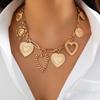 Love Heart Pendant Necklace for Women Vintage Clavicle Chain Steampunk Jewelry Accessories