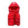 Men Cotton Vest Autumn Winter Hooded Sleeveless Zipper Placket Jacket with Pockets Solid Color Glossy Finish Down Quilted Vest Coat