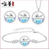 Niche Whale Necklace Pendant, Whale Born With You Female Korean Version Ins Earrings Earrings Bracelet Jewelry Three-Piece Package