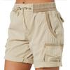 Women Shorts High Waist Adjustable Drawstring Cargo Shorts with Pockets Solid Color Summer Casual Shorts Daily Wear