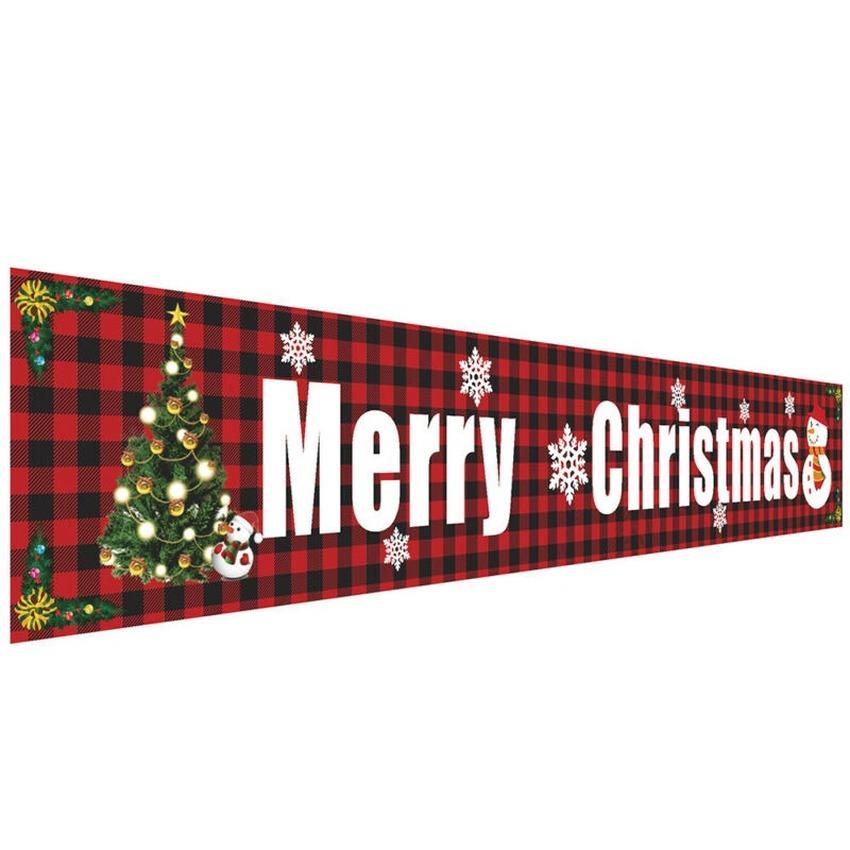 Merry Christmas Banner Flag Pulling Xmas Santa Claus Hanging Decor Outdoor