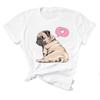 Women Printing Short Sleeve Tshirt Dog Pug Love Cute Casual Fashion Clothes  T Tee Top Print  Female Clothing Graphic T-shirt